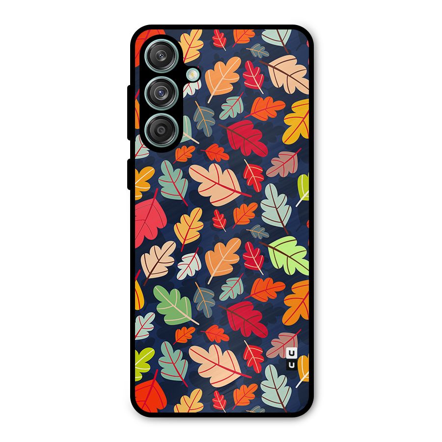 Colorful Leaves Beautiful Pattern Metal Back Case for Galaxy M55 5G