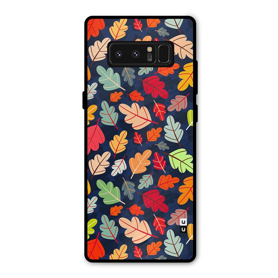 Colorful Leaves Beautiful Pattern Metal Back Case for Galaxy Note 8