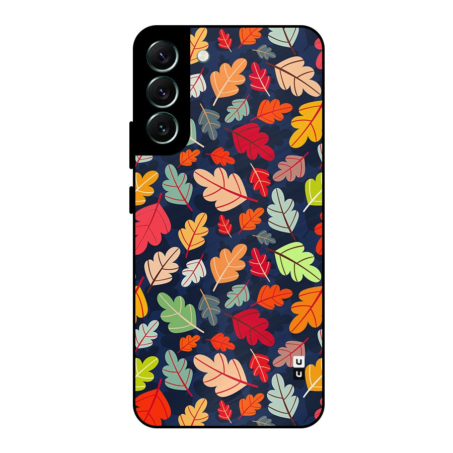 Colorful Leaves Beautiful Pattern Metal Back Case for Galaxy S22 Plus 5G