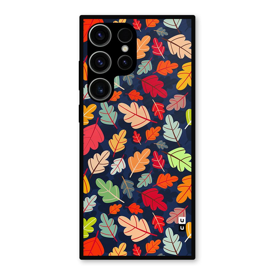 Colorful Leaves Beautiful Pattern Metal Back Case for Galaxy S23 Ultra
