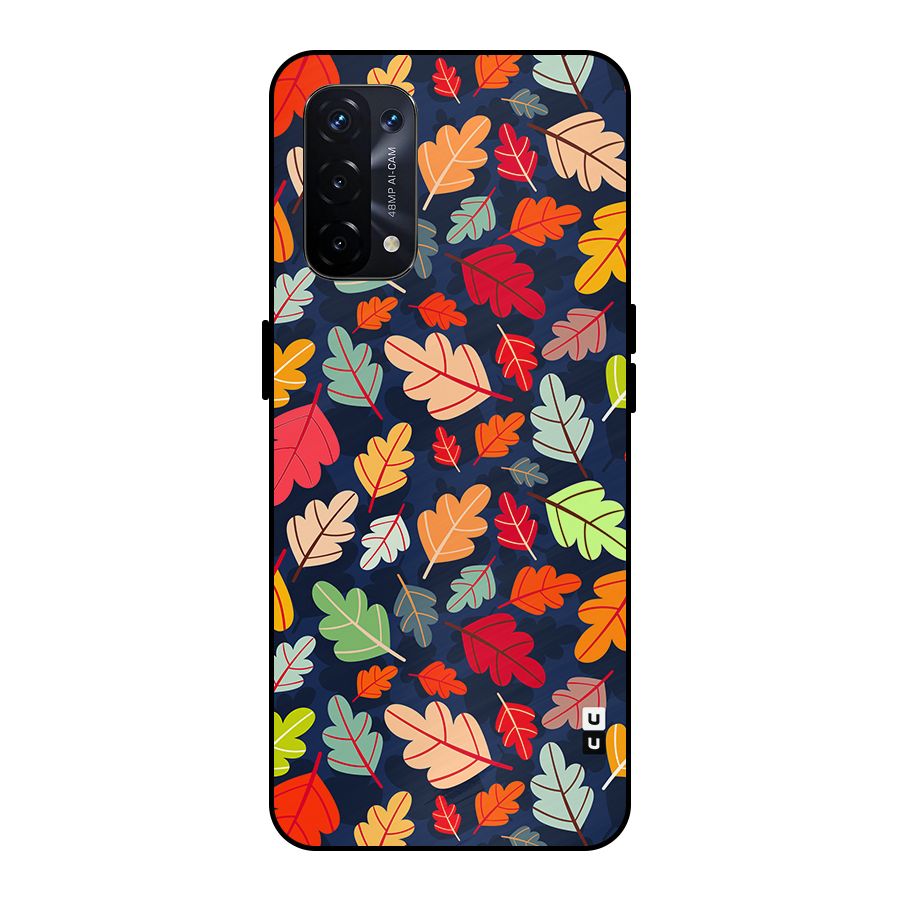 Colorful Leaves Beautiful Pattern Metal Back Case for Oppo A74 5G