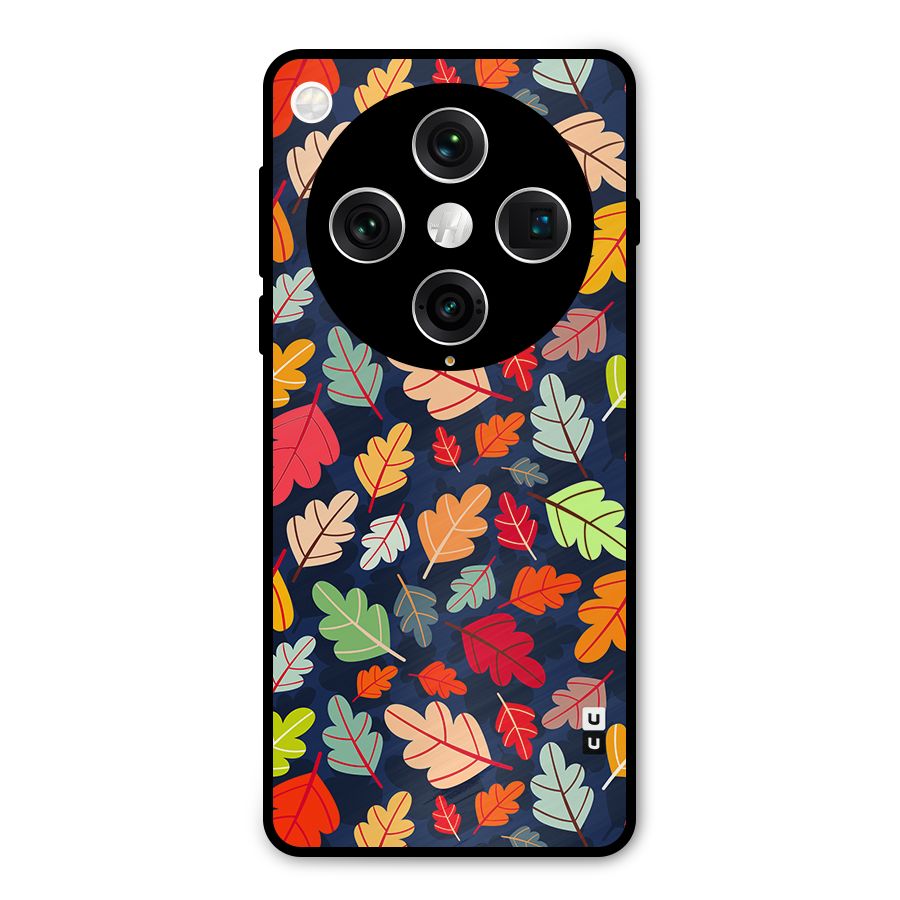Colorful Leaves Beautiful Pattern Metal Back Case for Oppo Find X8 Pro