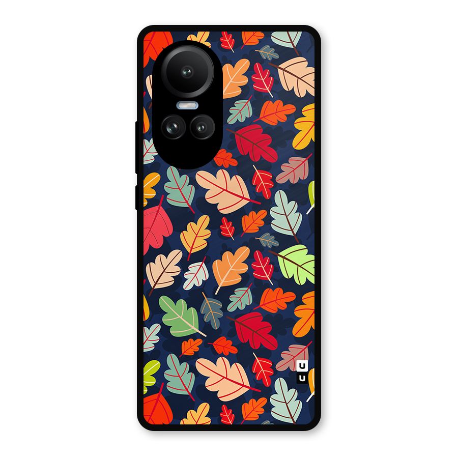 Colorful Leaves Beautiful Pattern Metal Back Case for Oppo Reno10 Pro
