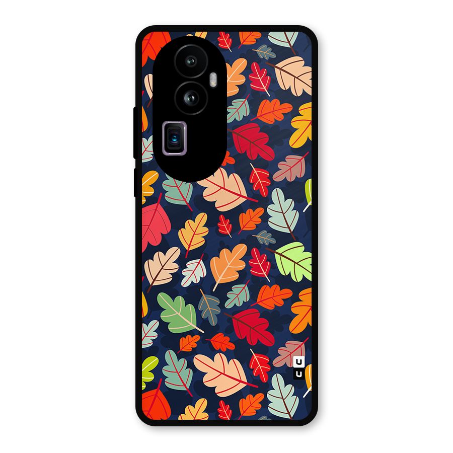 Colorful Leaves Beautiful Pattern Metal Back Case for Oppo Reno10 Pro Plus