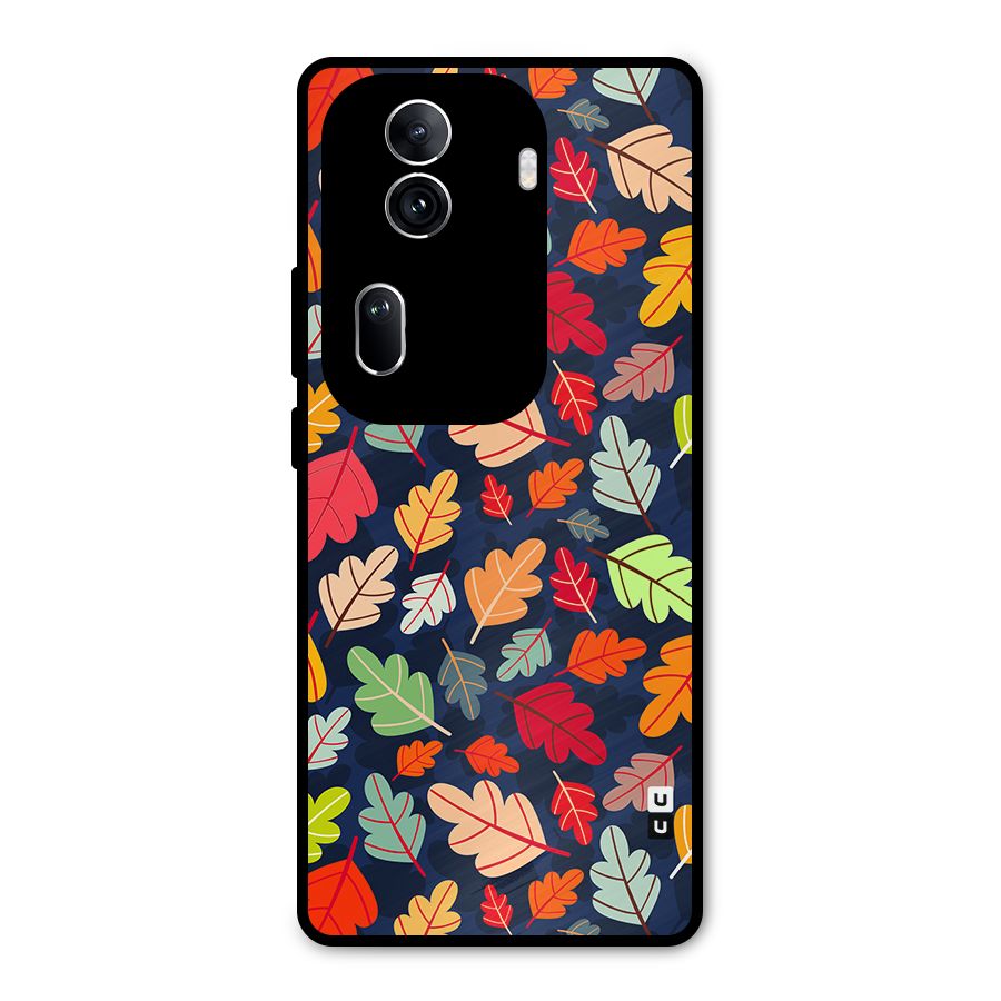 Colorful Leaves Beautiful Pattern Metal Back Case for Oppo Reno11 Pro 5G