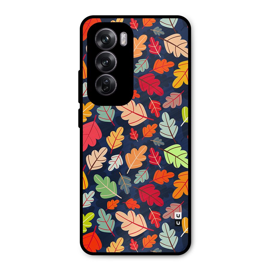 Colorful Leaves Beautiful Pattern Metal Back Case for Oppo Reno12 Pro