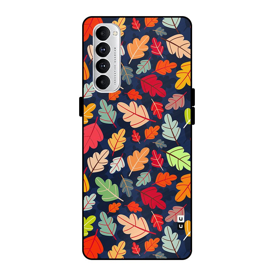 Colorful Leaves Beautiful Pattern Metal Back Case for Oppo Reno4 Pro