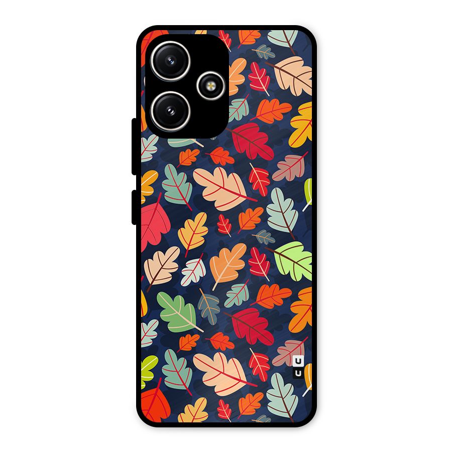 Colorful Leaves Beautiful Pattern Metal Back Case for Poco M6 Pro