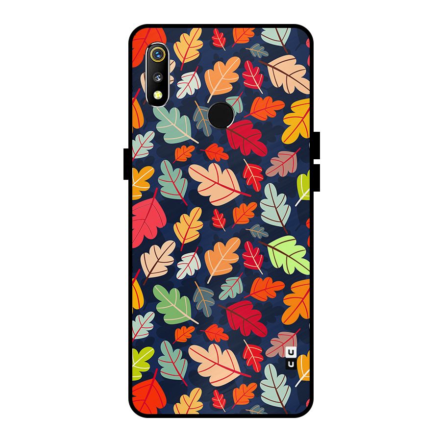 Colorful Leaves Beautiful Pattern Metal Back Case for Realme 3