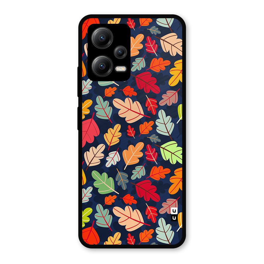 Colorful Leaves Beautiful Pattern Metal Back Case for Redmi Note 12 5G