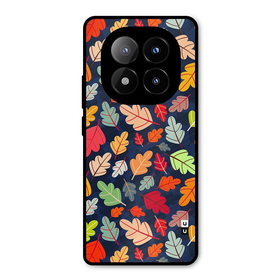 Colorful Leaves Beautiful Pattern Metal Back Case for Redmi Note 14 Pro Plus 5G