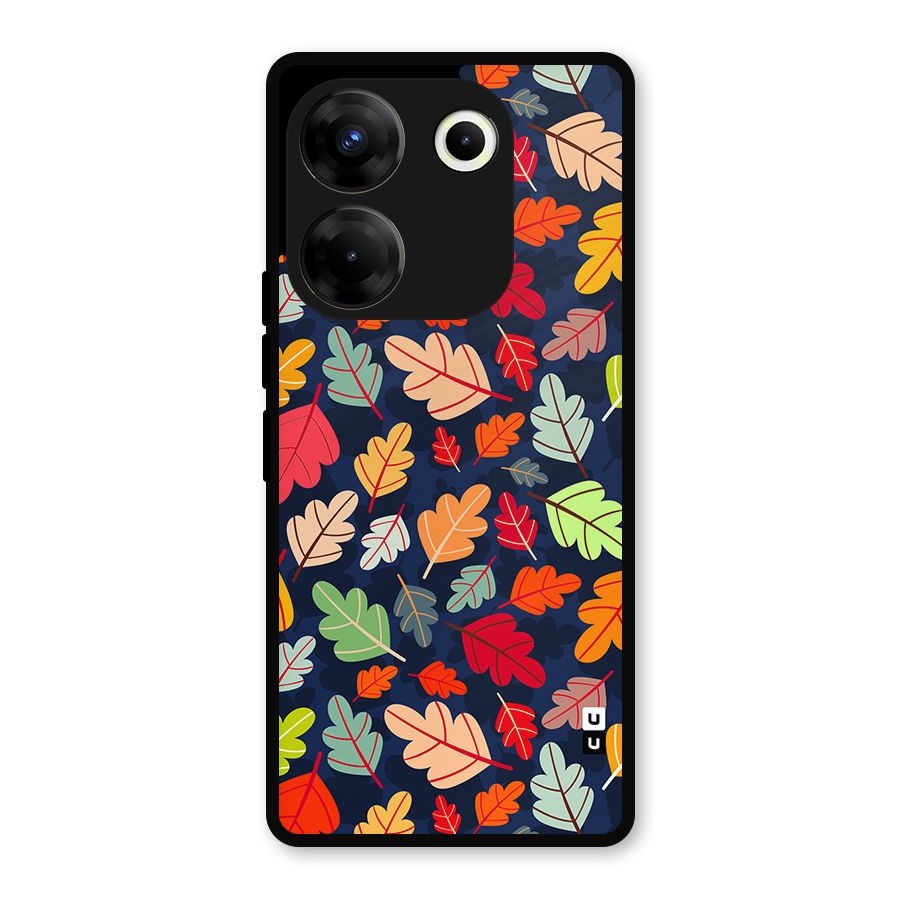 Colorful Leaves Beautiful Pattern Metal Back Case for Tecno Camon 20 Pro