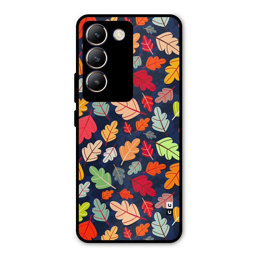 Colorful Leaves Beautiful Pattern Metal Back Case for Vivo T3 5G