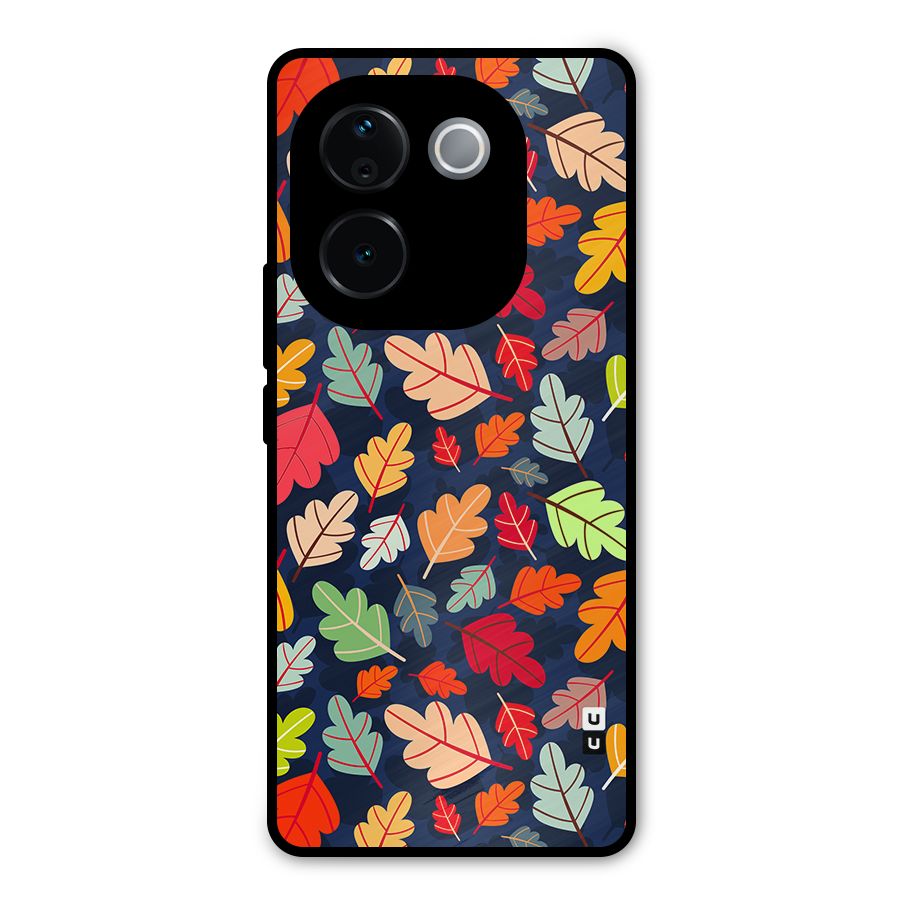 Colorful Leaves Beautiful Pattern Metal Back Case for Vivo T3 Pro