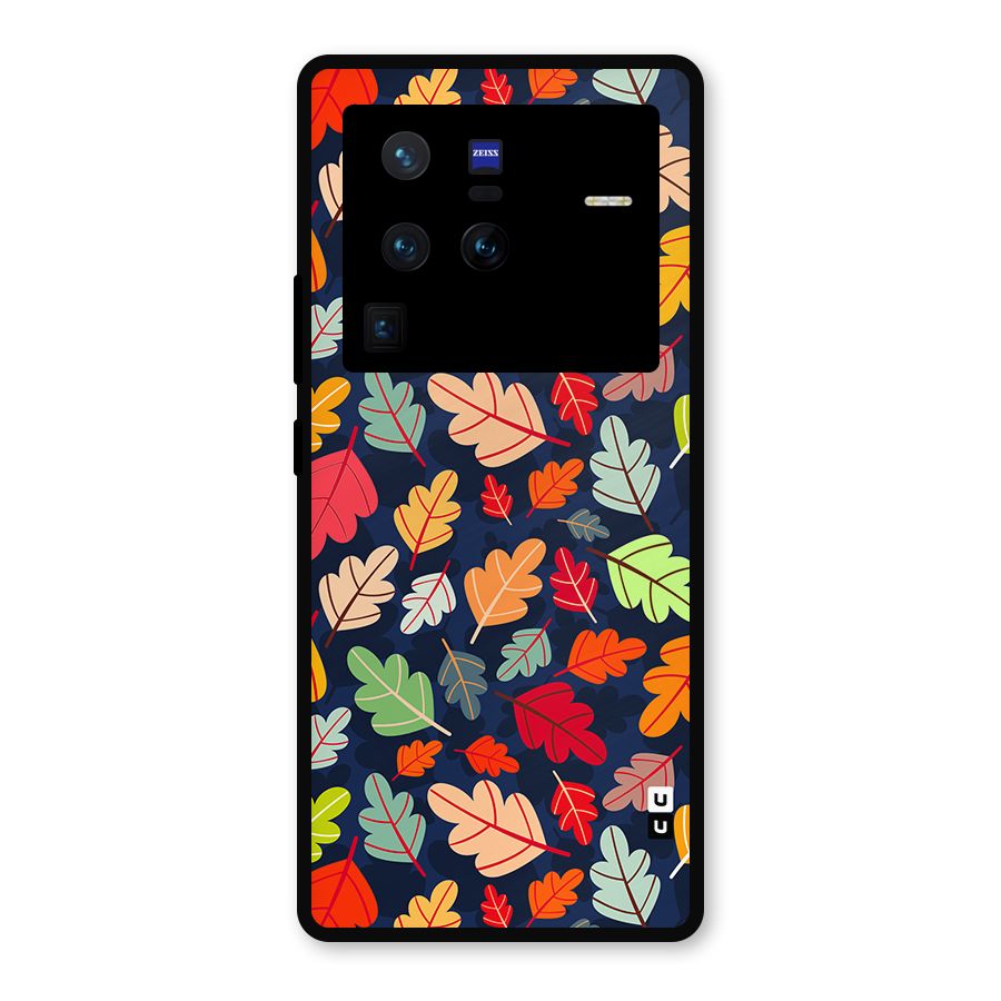 Colorful Leaves Beautiful Pattern Metal Back Case for Vivo X80 Pro