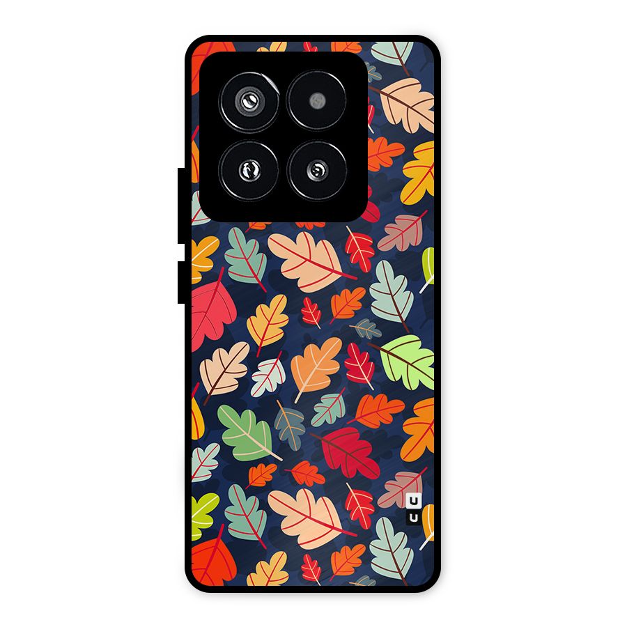 Colorful Leaves Beautiful Pattern Metal Back Case for Xiaomi 14 Pro