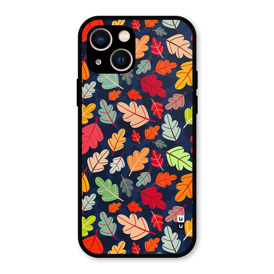 Colorful Leaves Beautiful Pattern Metal Back Case for iPhone 13