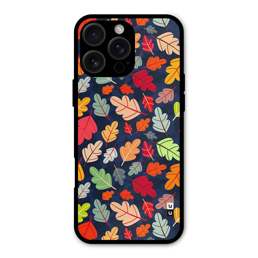 Colorful Leaves Beautiful Pattern Metal Back Case for iPhone 16 Pro Max