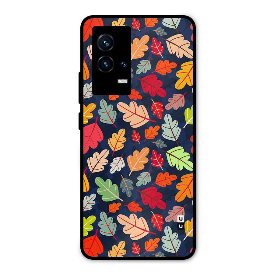 Colorful Leaves Beautiful Pattern Metal Back Case for iQOO 9 5G