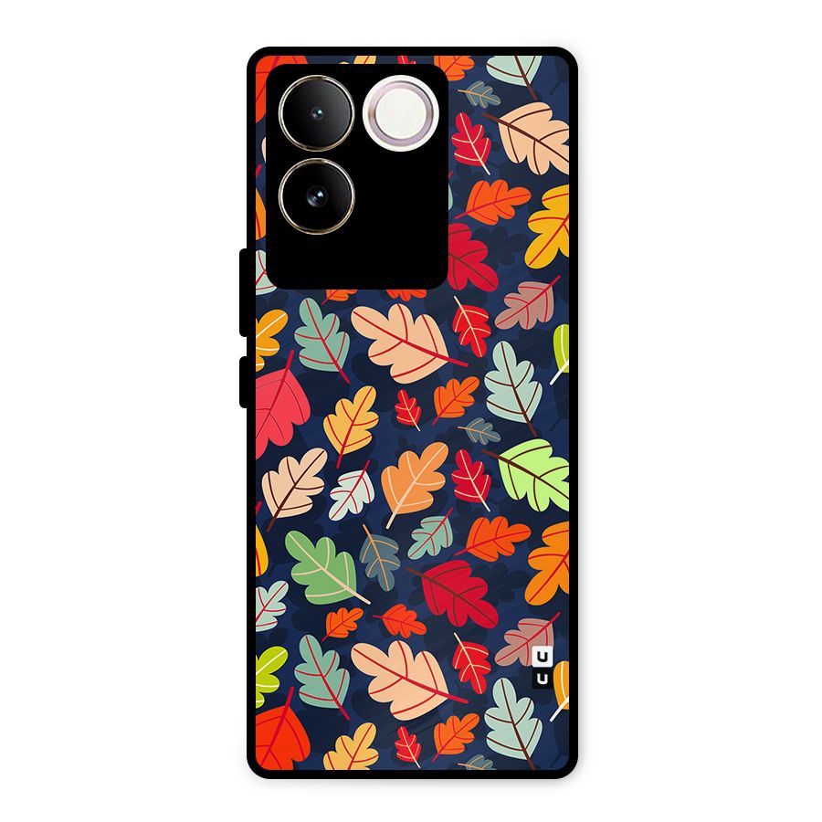 Colorful Leaves Beautiful Pattern Metal Back Case for iQOO Z7 Pro