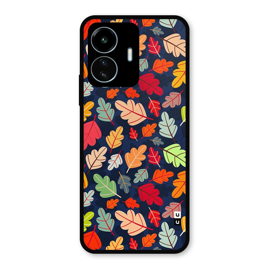 Colorful Leaves Beautiful Pattern Metal Back Case for vivo iQOO Z6 Lite 5G
