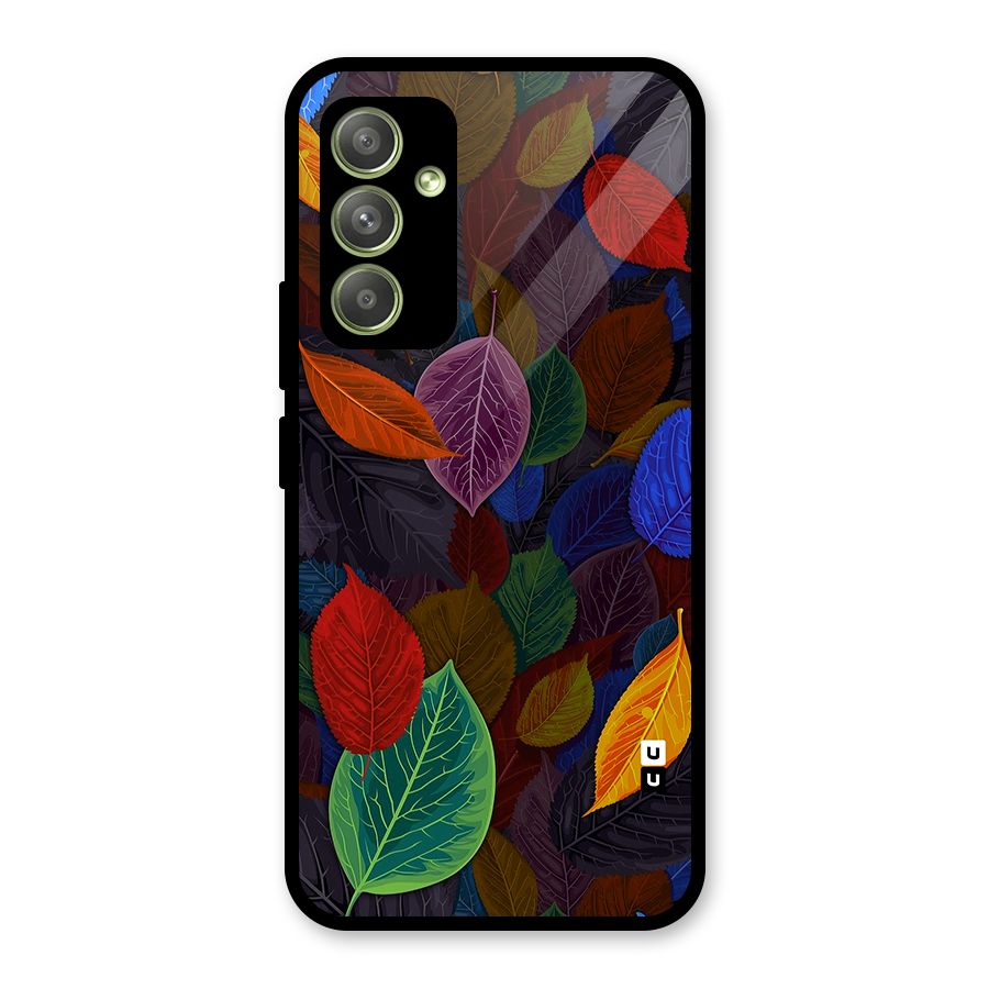 Colorful Leaves Pattern Glass Back Case for Galaxy A54