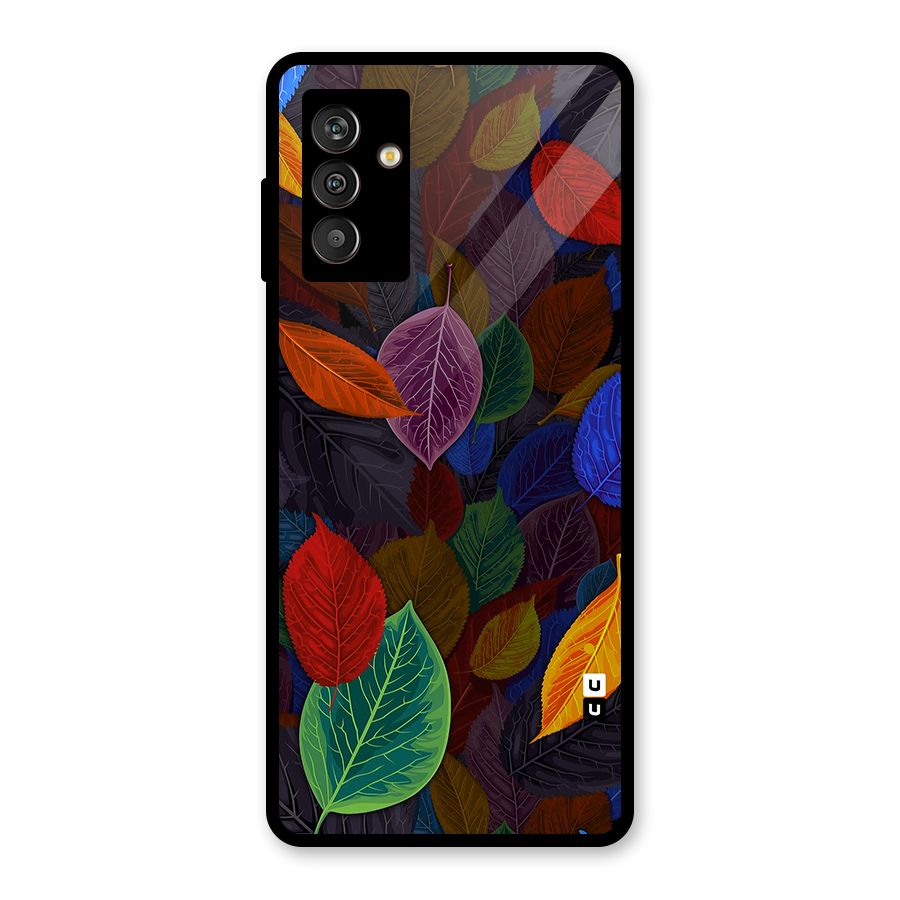 Colorful Leaves Pattern Glass Back Case for Galaxy M13