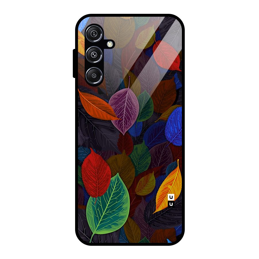 Colorful Leaves Pattern Glass Back Case for Galaxy M34 5G