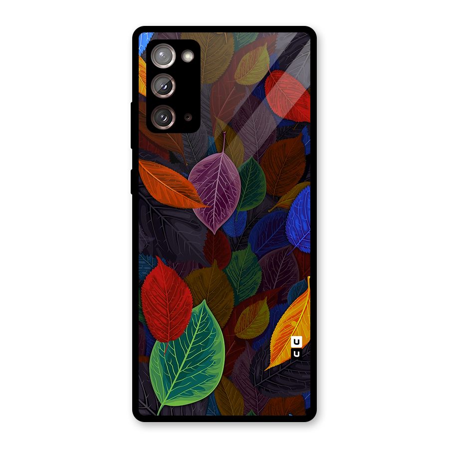 Colorful Leaves Pattern Glass Back Case for Galaxy Note 20