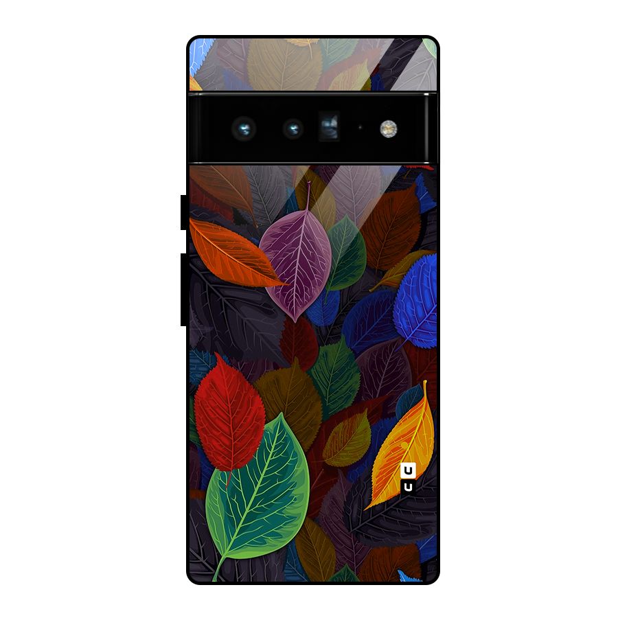 Colorful Leaves Pattern Glass Back Case for Google Pixel 6 Pro