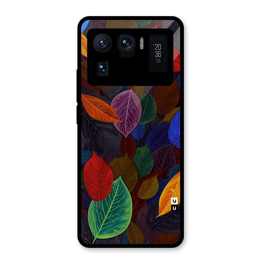 Colorful Leaves Pattern Glass Back Case for Mi 11 Ultra