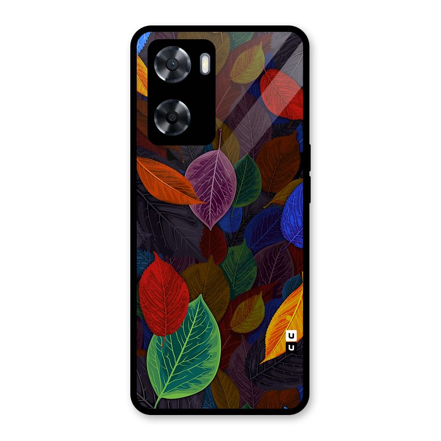 Colorful Leaves Pattern Glass Back Case for OnePlus Nord N20 SE
