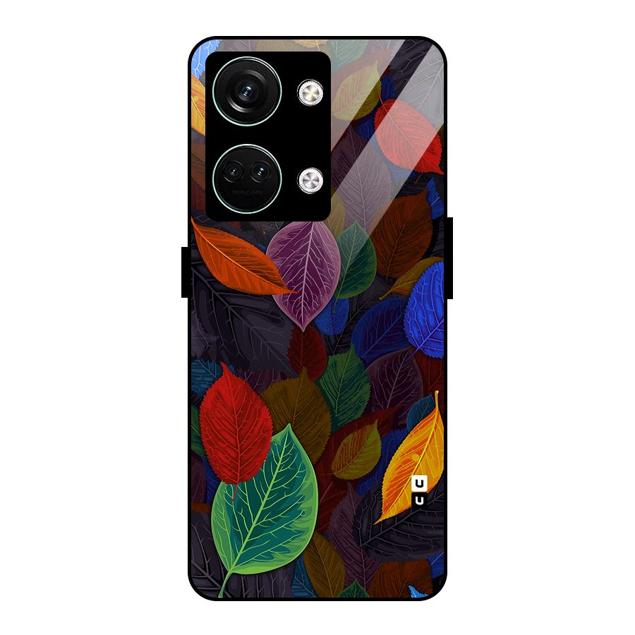 Colorful Leaves Pattern Glass Back Case for Oneplus Nord 3
