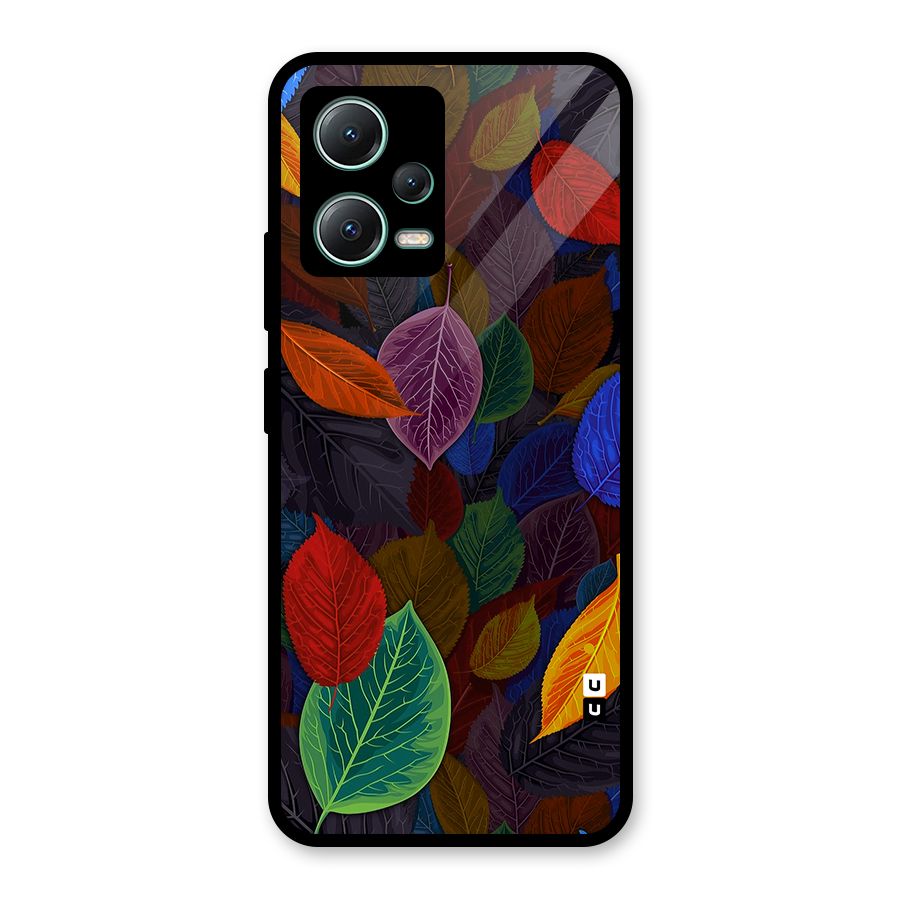 Colorful Leaves Pattern Glass Back Case for Poco X5