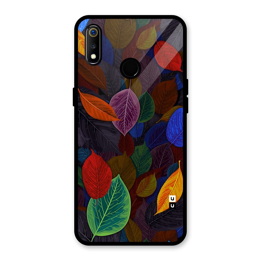 Colorful Leaves Pattern Glass Back Case for Realme 3i