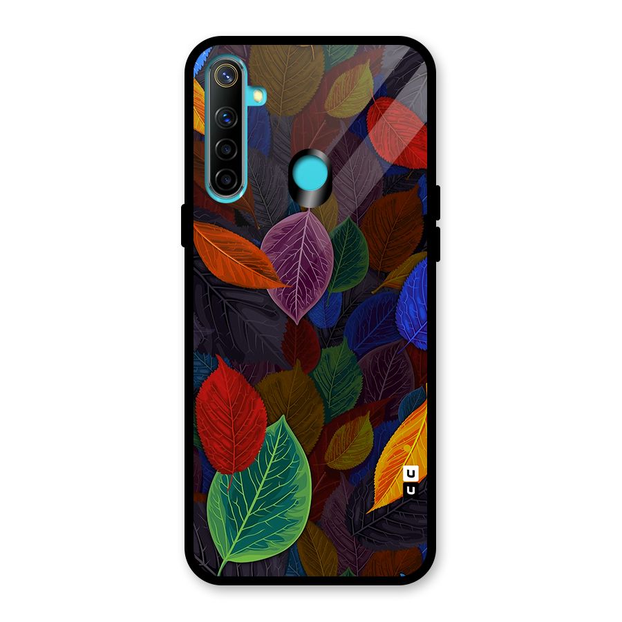 Colorful Leaves Pattern Glass Back Case for Realme 5