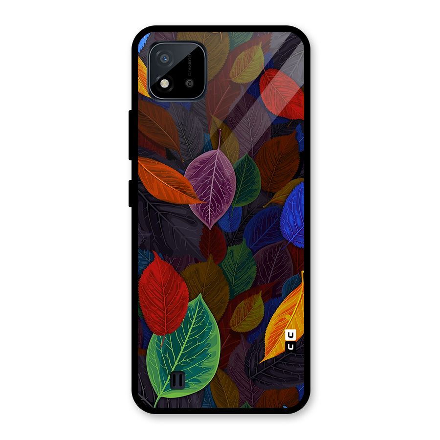 Colorful Leaves Pattern Glass Back Case for Realme C11 2021