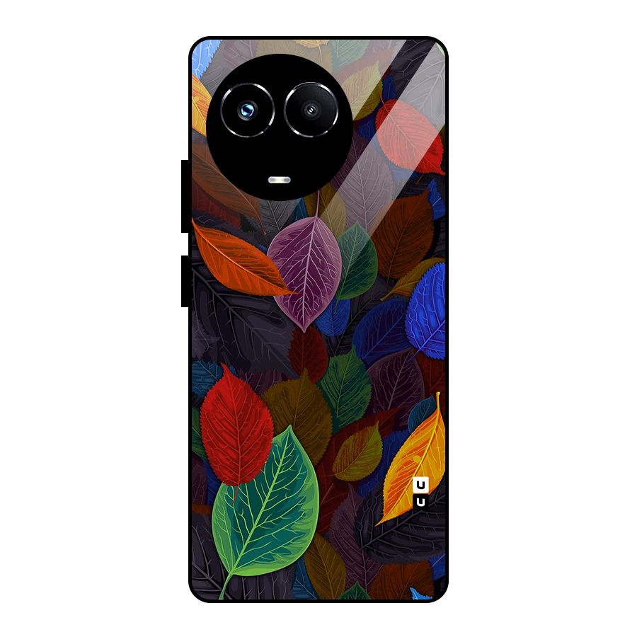 Colorful Leaves Pattern Glass Back Case for Realme Narzo 60X