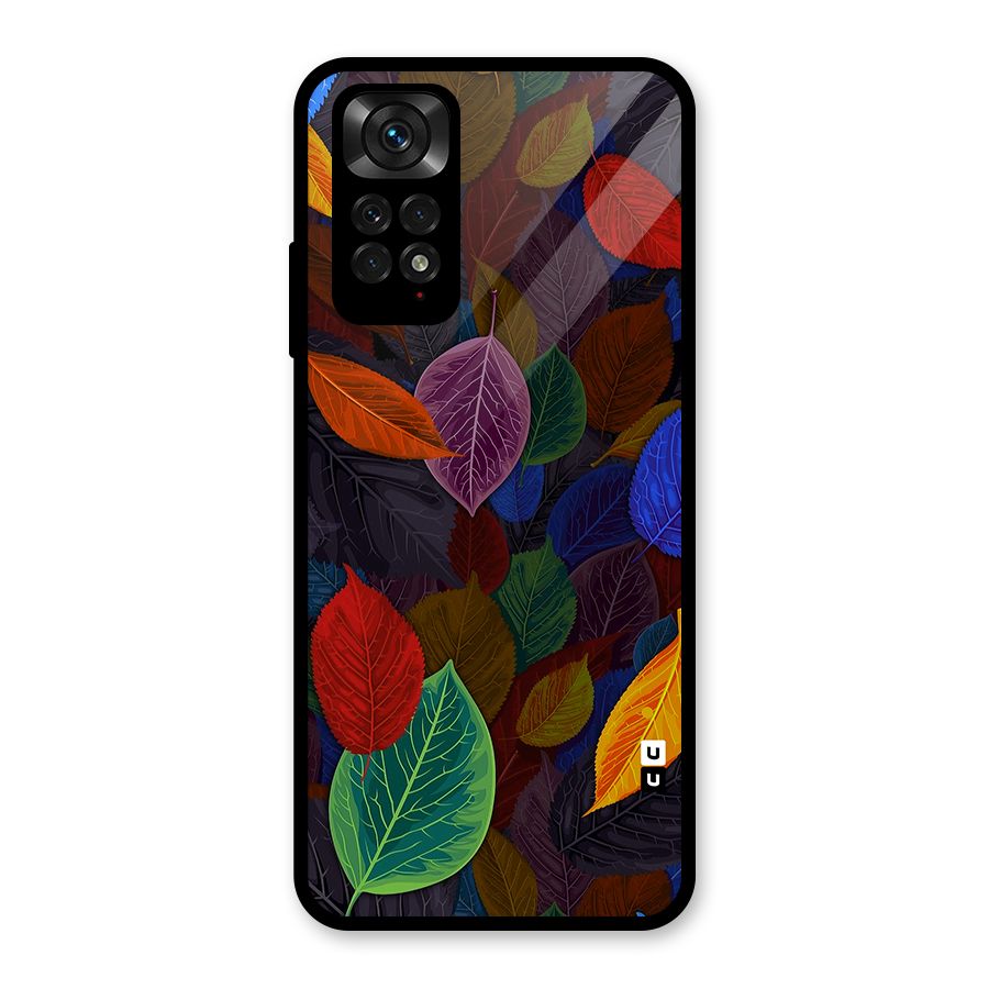 Colorful Leaves Pattern Glass Back Case for Redmi Note 11S