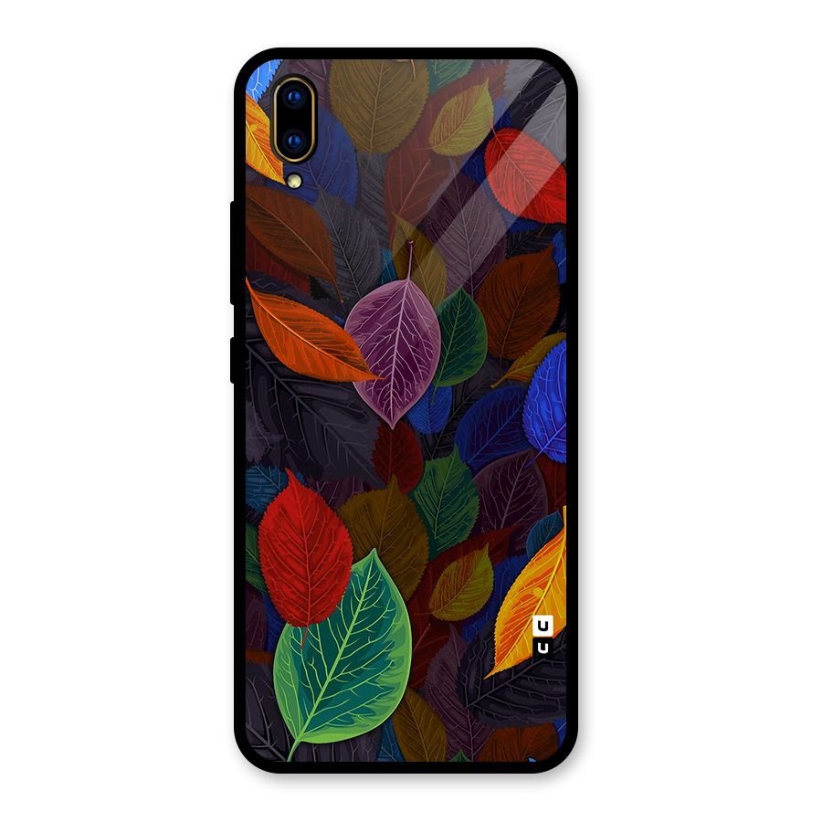 Colorful Leaves Pattern Glass Back Case for Vivo V11 Pro