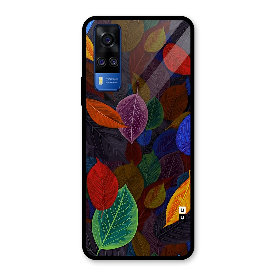Colorful Leaves Pattern Glass Back Case for Vivo Y31