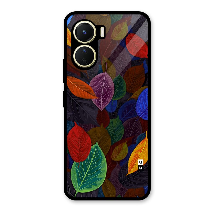 Colorful Leaves Pattern Glass Back Case for Vivo Y56