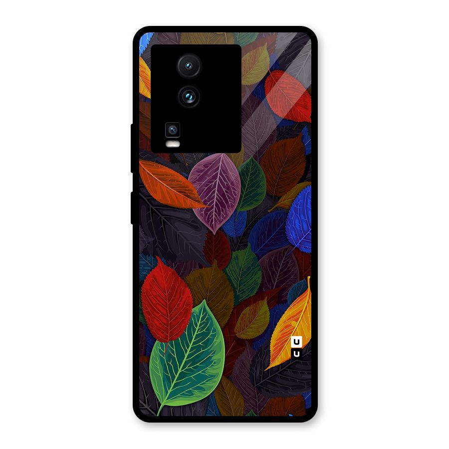 Colorful Leaves Pattern Glass Back Case for Vivo iQOO Neo 7