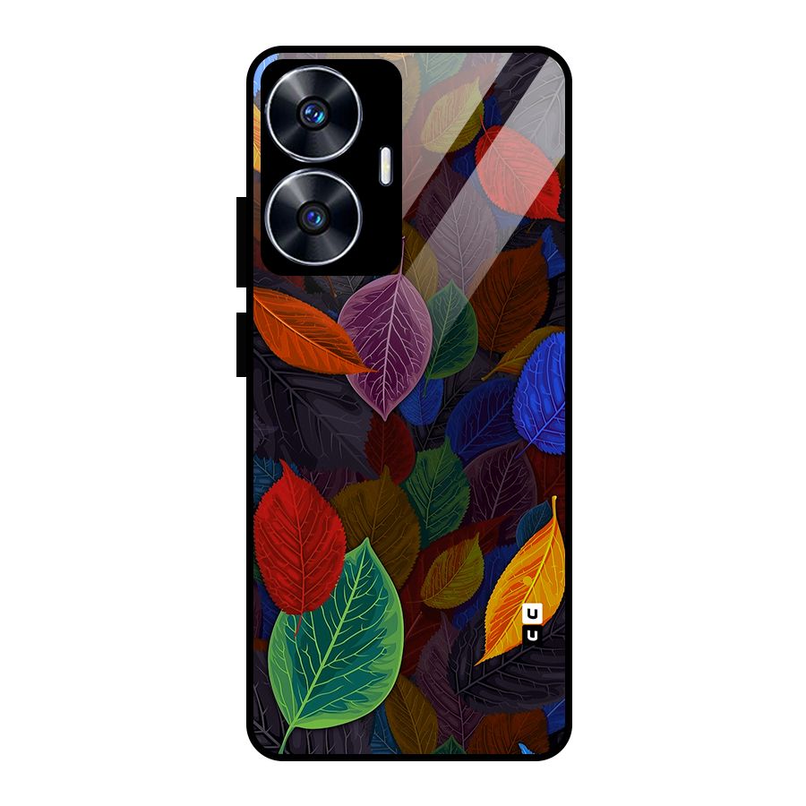 Colorful Leaves Pattern Glass Back Case for realme C55