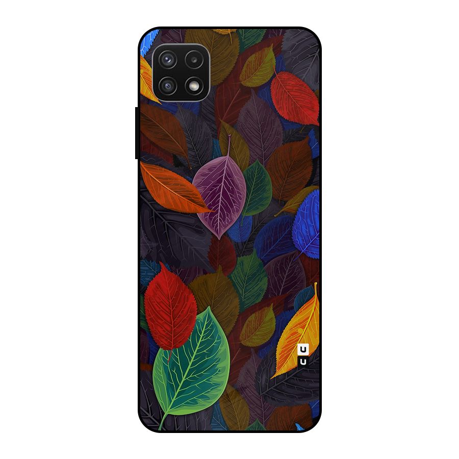 Colorful Leaves Pattern Metal Back Case for Galaxy A22 5G