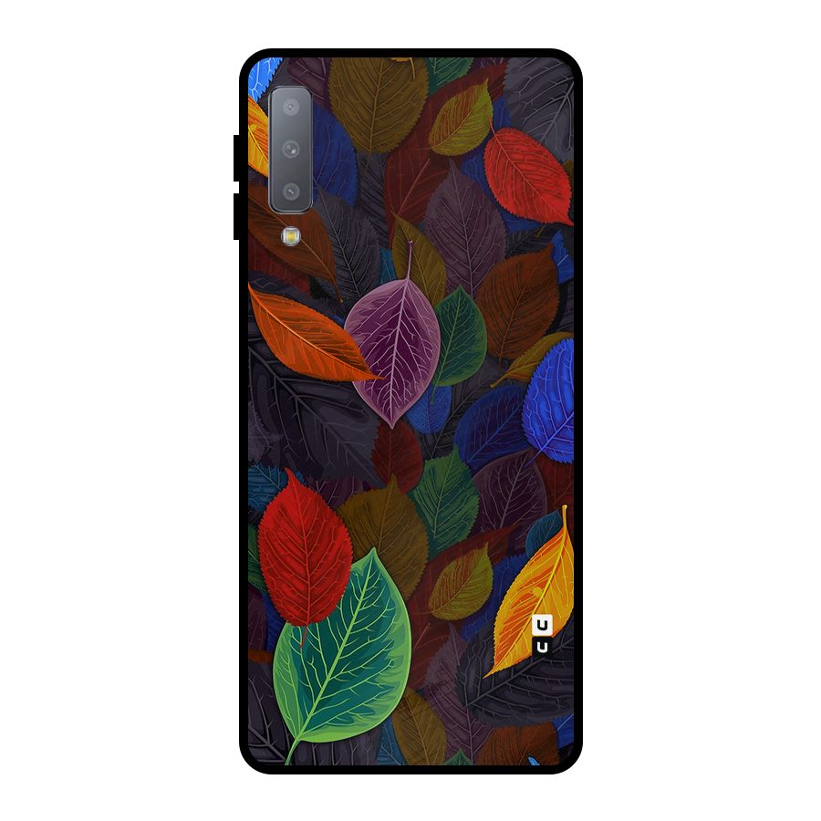 Colorful Leaves Pattern Metal Back Case for Galaxy A7 (2018)