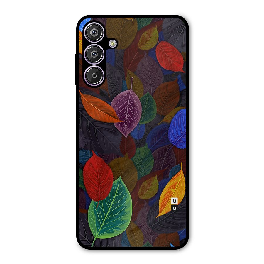 Colorful Leaves Pattern Metal Back Case for Galaxy M15