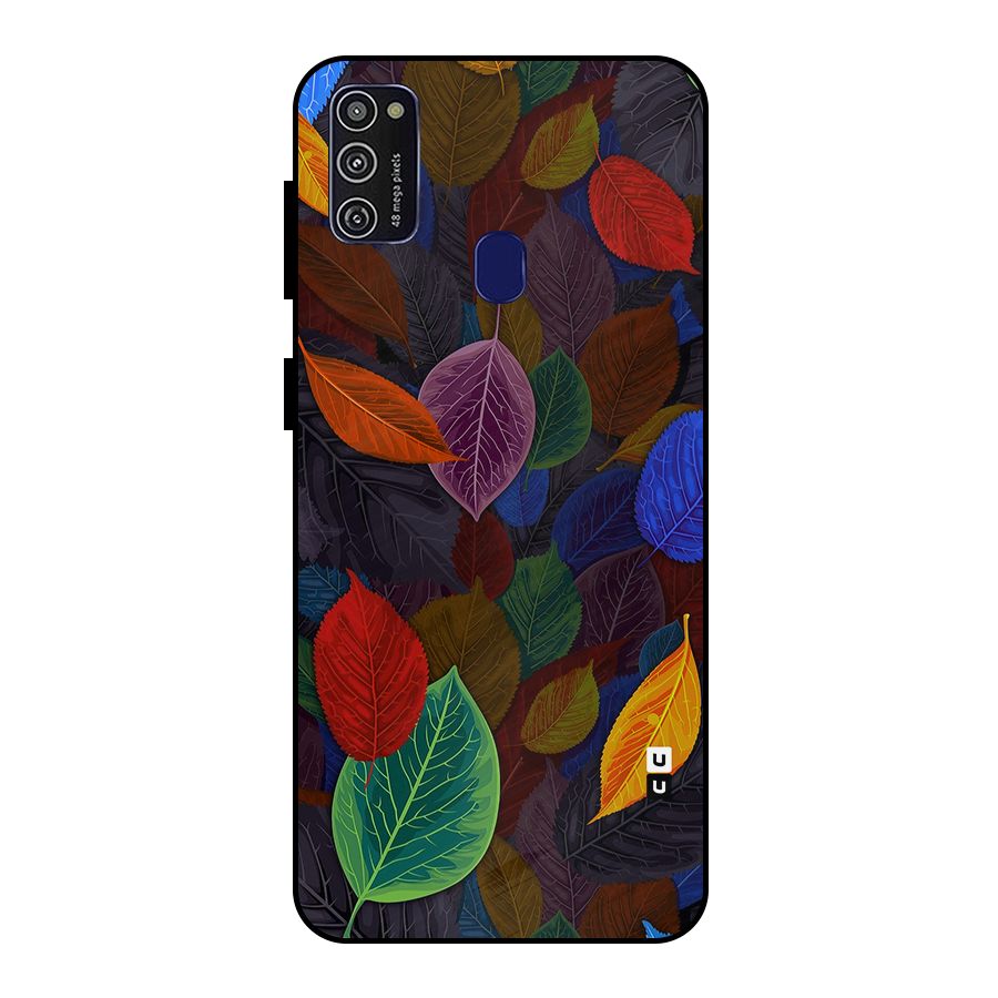 Colorful Leaves Pattern Metal Back Case for Galaxy M30s