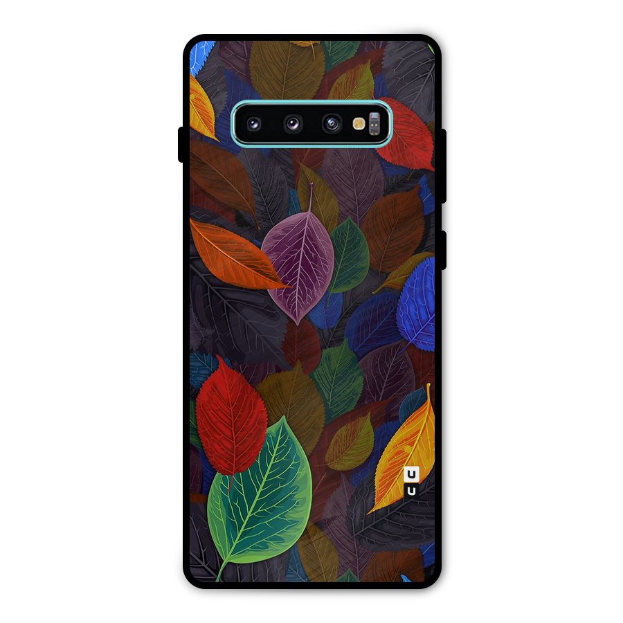 Colorful Leaves Pattern Metal Back Case for Galaxy S10 Plus