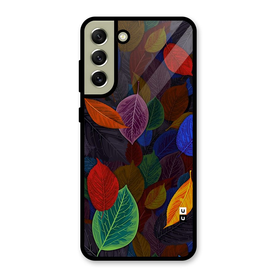Colorful Leaves Pattern Metal Back Case for Galaxy S21 FE 5G (2023)